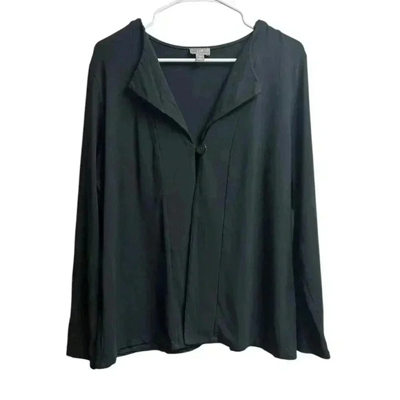 J.Jill Wearever Collection Jacket Blazer Black Stretch Large One Button - Picture 1 of 7